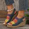 Large Size Color Matching Sandals Women's 2025 Summer New European and American Platform Wedge Sandals Wish2025 Casual Women's Shoes