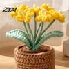 Handcrafted Flower for Home Decor Crocheted Potted Plant, Artificial Yarn Ornament, Vibrant Multi-color Soft Ornament Knitted Desktop Plant