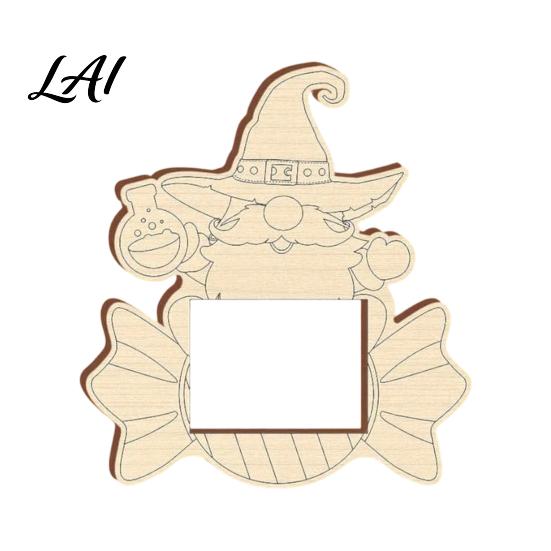 Unfinished Wood Pumpkin Decor DIY Photo Frame Wooden Halloween Picture Frame for Kids Crafts Party Activity Kit Hollow Tabletop Display Holiday Gift