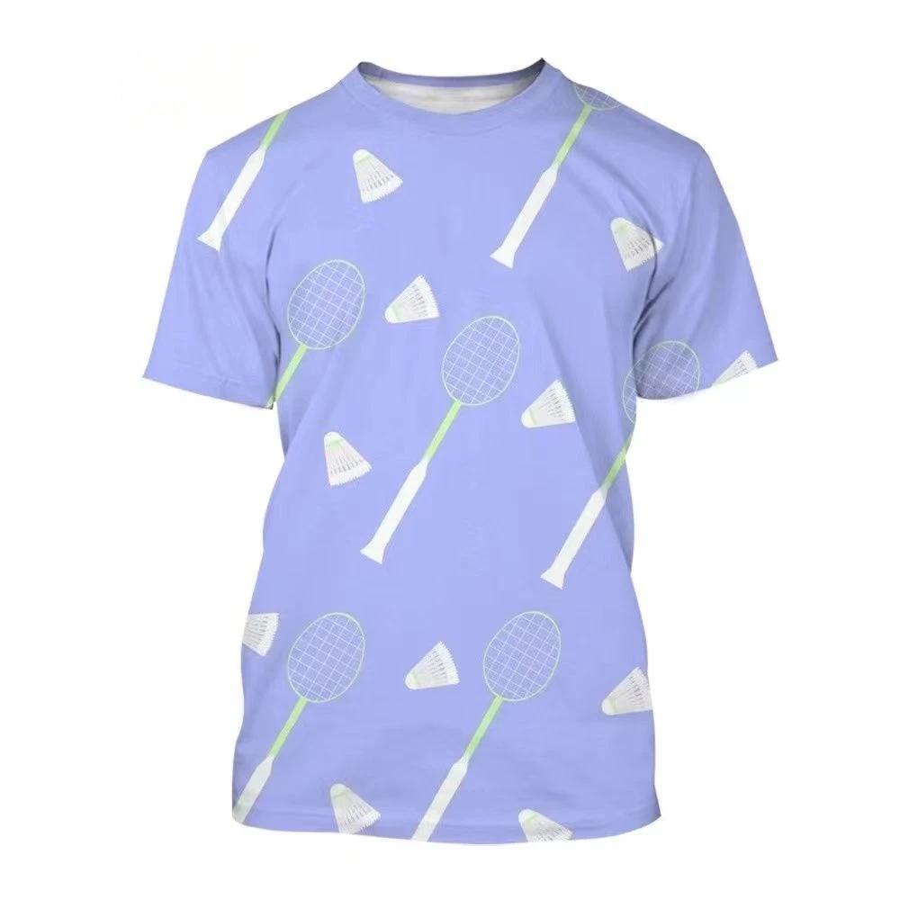 The 3D Printed Short-sleeved T-shirts for Men's and Women's Badminton in Summer Are Fashionable, Comfortable and Cool