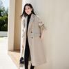 VICTORIA&VERA Women's 100% Wool Double-Breasted Long Coat