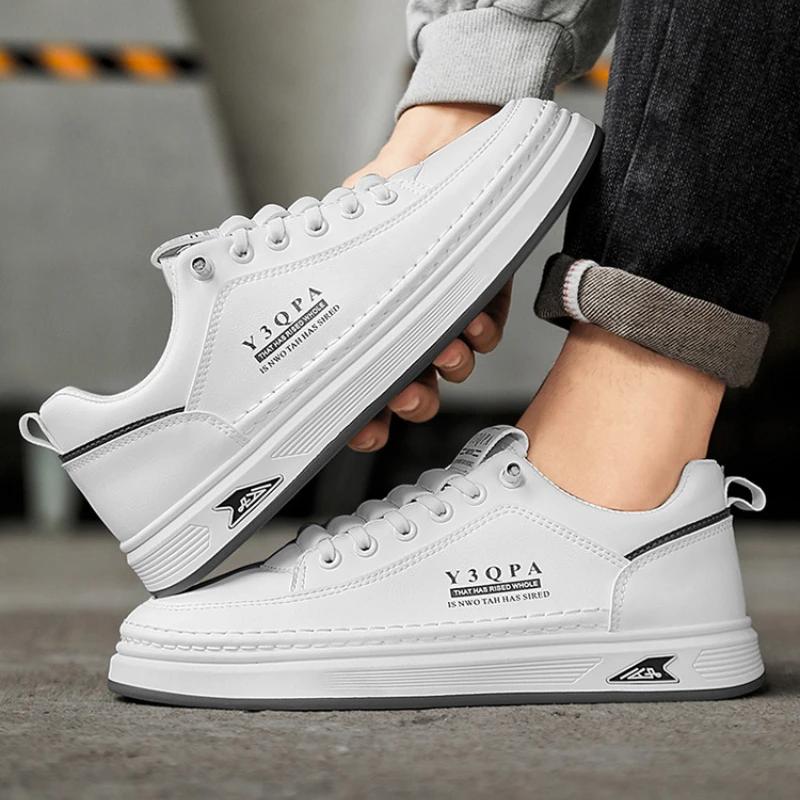 Роскошные мужские кожаные туфли, модная удобная повседневная обувь для мужчин, дышащие нескользящие кроссовки, дизайнерские теннисные мужские кроссовки для ходьбы