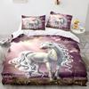 Unicorn Duvet Cover King Queen Cute White Cartoon Animal Bedding Set Children Boys Girl Western Fairy Tale Polyester Quilt Cover