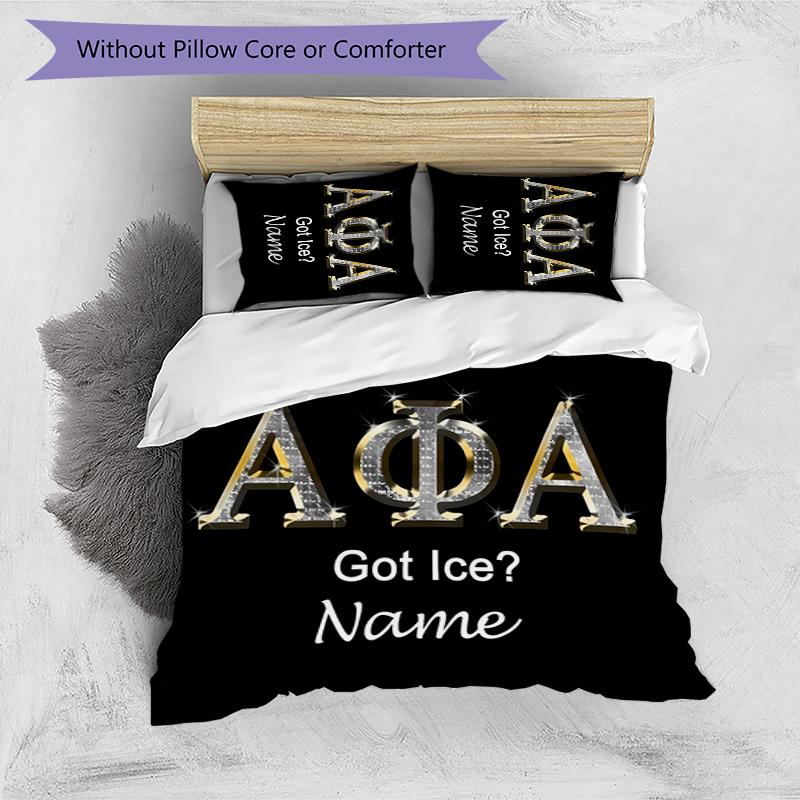 3pcs Custom Name Alpha Phi Alpha Bedding Set Duvet Cover Closure Includes 1 Duvet Cover & 2 Pillowcases for All Seasons Bedroom Decor