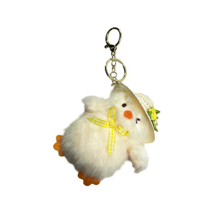 Плюшевый аксессуар в виде птицы в мультяшном стиле со шляпой-соломенкой для повседневного использования и в качестве подарка