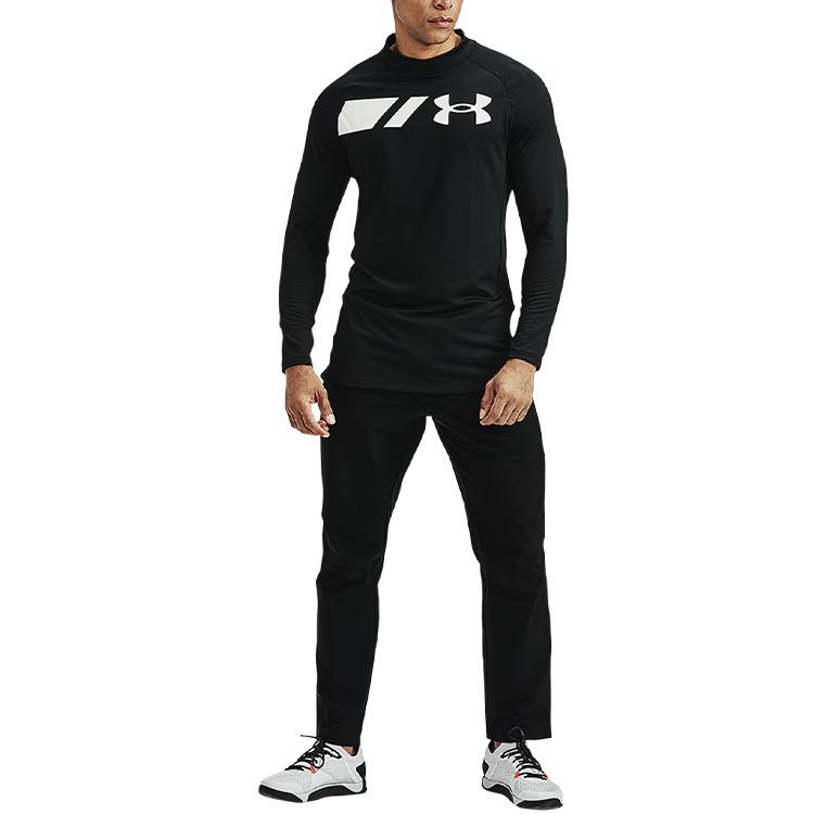 Under Armour Сетка с высоким воротом и длинным рукавом с напечатанным логотипом для тренировок, фитнеса, бега, мужская футболка, черный цвет 1357359-001