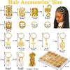 259pcs Gold Hair Ring Hair Cuffs Clips Mixing Braiding Hair Strings  for Women Girls