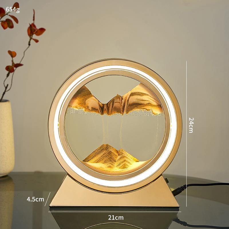 Художественные песчаные пейзажи, зыбучие пески, настольная лампа, светодиодная настольная лампа, песочная живопись, художественная роспись, USB-кабель, управление, вращающийся на 360°, домашний декор