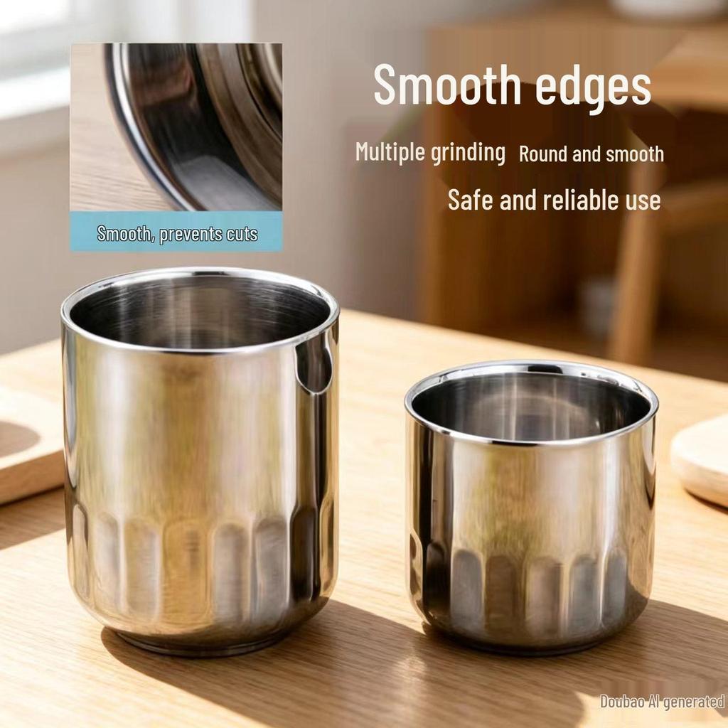 304 Stainless Steel Double-Layer Insulated Baijiu Cup, Single-Mouth Design for Home Use, Tea, Beer, Spirits, Two Liang Capacity.
