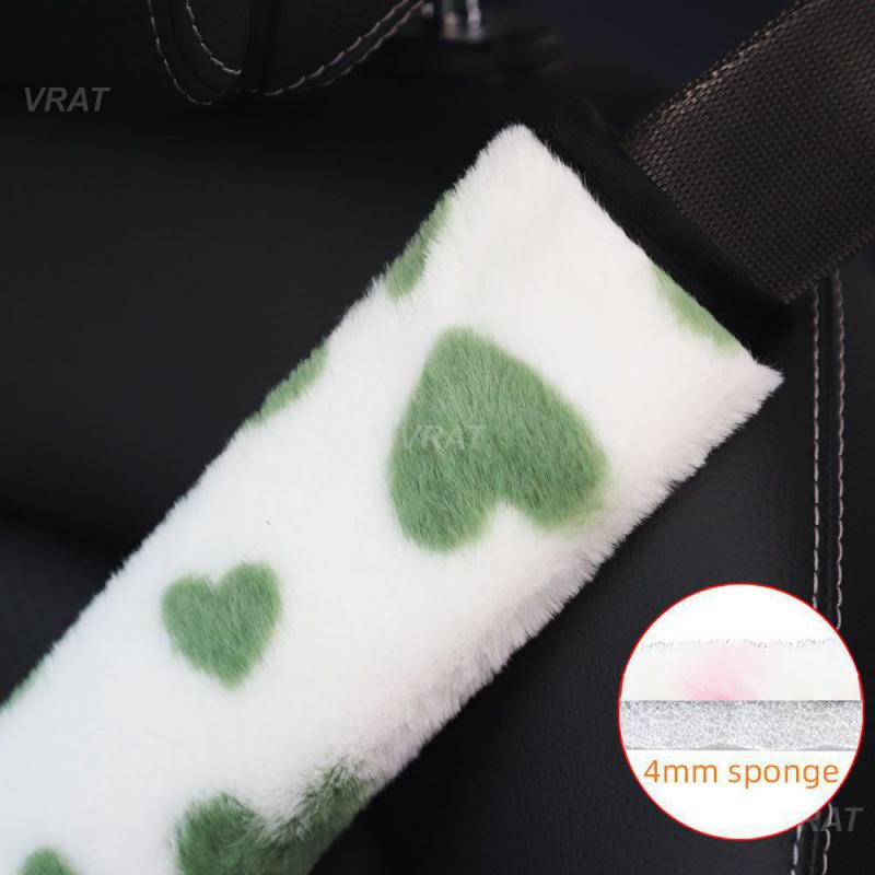 Car Cushion For Adults Youth Kids Breathable Universal Love Rabbit Fur Auto Interior Accessories Seat Belt Guard Safety Belt Pad