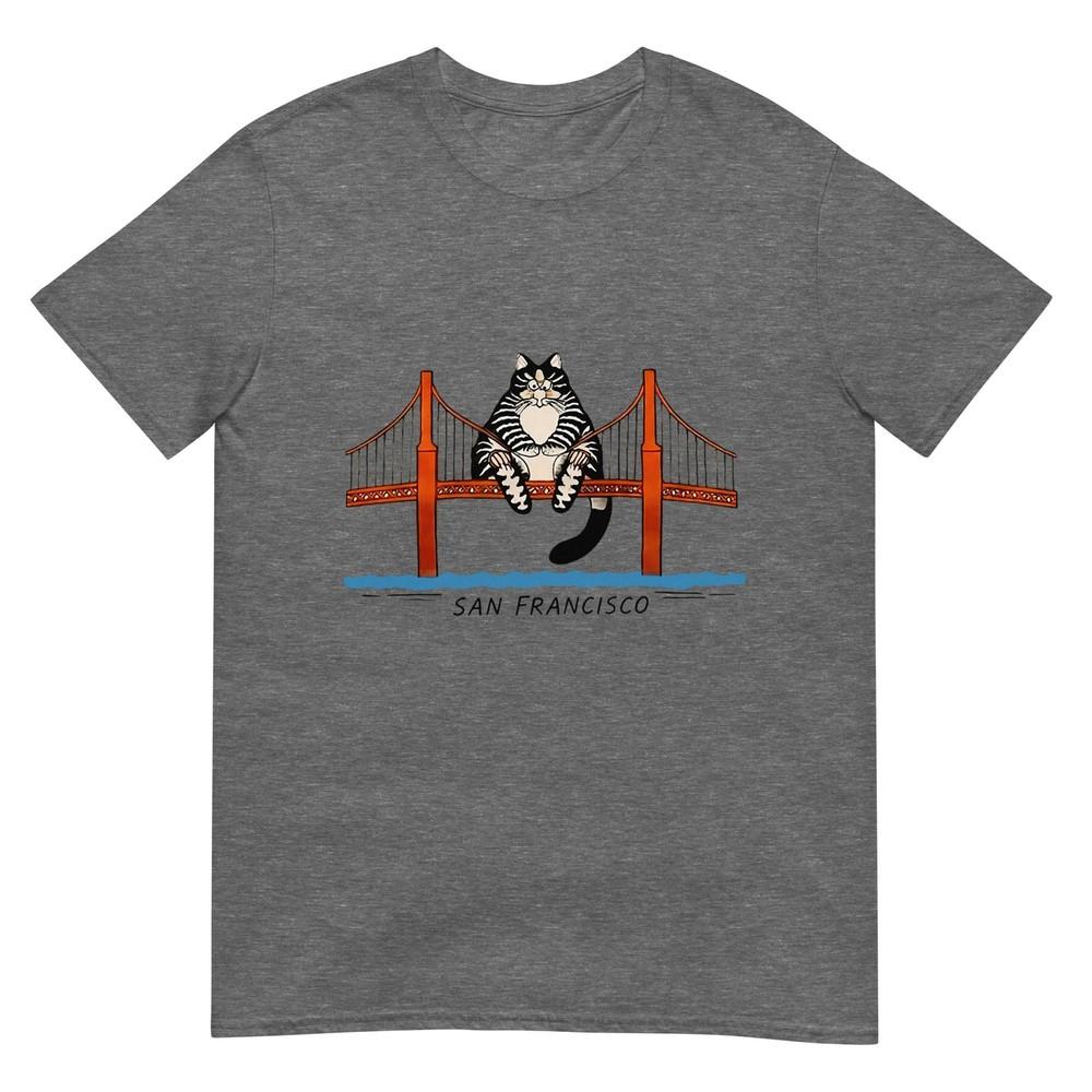 San Francisco Cat Golden Gate Bridge Book Lover Tshirt