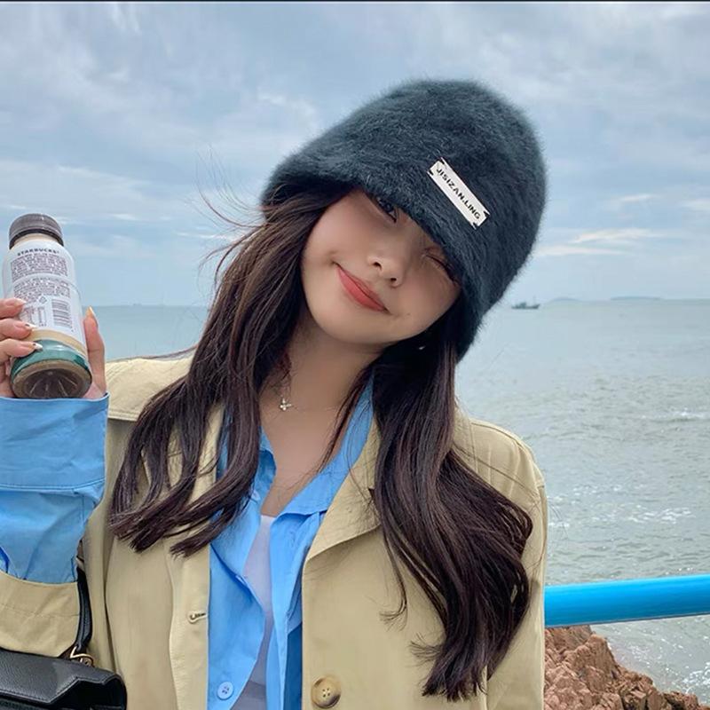 Bucket Hat Women's Autumn and Winter Light Luxury Style Versatile Bucket Hat Windproof Warmth Ear Protection Woolen Fisherman Hat