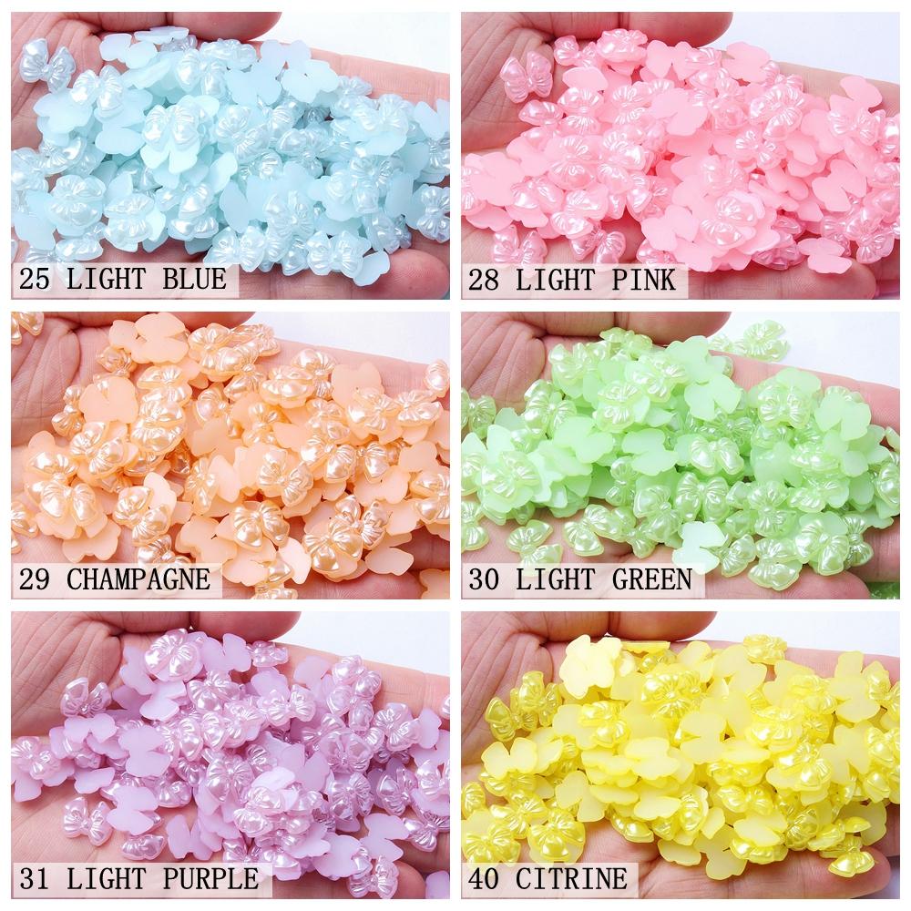Resin Bow Tie Beads 13mm Flatback Rhinestones Colorful Loose Beads for DIY Hair Rope Scrunchie Jewelry Making 10g