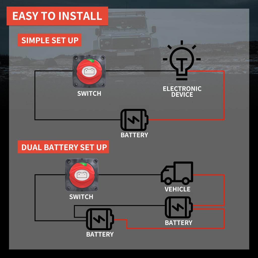 DaierTek автомобильный выключатель аккумулятора 48 В 24 В 12 В Cut Off 2 положения 2 штырька M10 275A выключатель подключения аккумулятора для морской лодки
