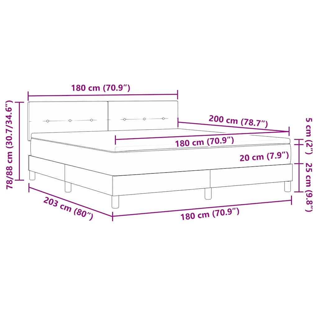 Box Spring Bed with Mattress and Headboard Pink 180 x 200 cm Velvet