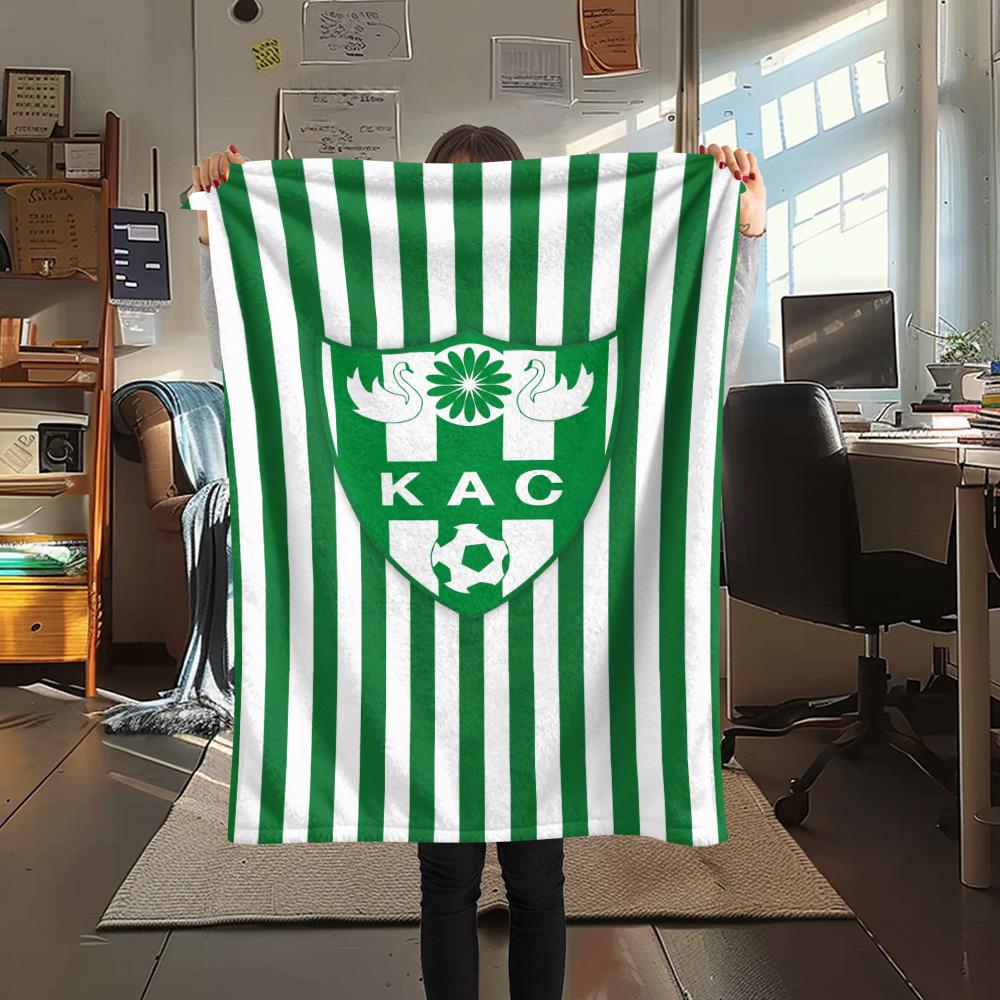 1Pc Kenitra Athletic Club kac Print Flannel Blanket High Quality Warm Comfortable Cover for All Seasons Perfect for Gifts Home Decor