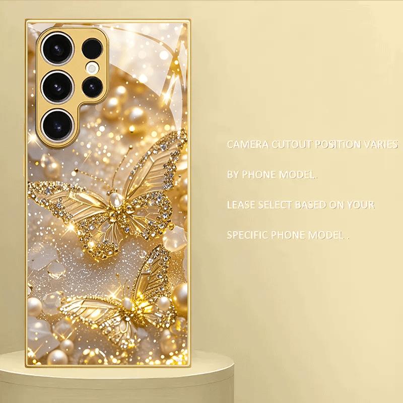 Гальванизированный золотой новый чехол для телефона для Samsung Galaxy S26 Ultra S25 Plus S24 S23 S22 fe закаленное стекло Художественные текстурные узоры