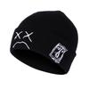 Europe & America Embroidered Knit Beanie - Crying Face Design, Autumn/Winter Ear Protection, Warm, Versatile Pullover Hat with Street Style