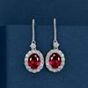 100% 925 Sterling Silver Vintage Oval Cut White Gold Natural Gemstone Red Ruby Earring For Women Fine Jewelry Gifts