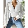 YYFS Women's Fashion Casual Spring Fall Solid Color Print Long Sleeve V-Neck Blouses & Shirts