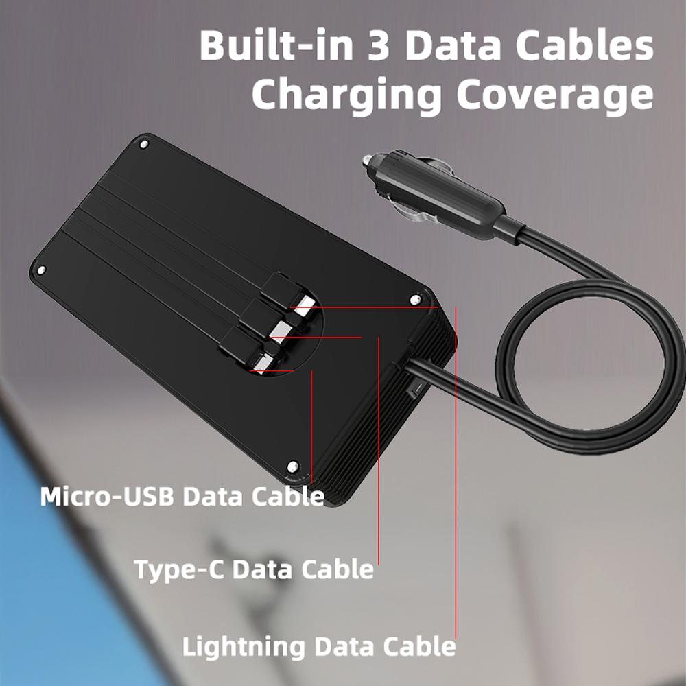Автомобильный инвертор DC 12V в AC 220V, детектор напряжения, розетка AC с портом зарядки USB Type-C