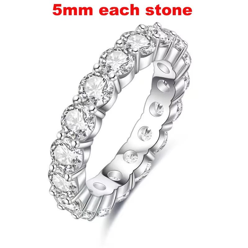 Smyoue 2-5mm Full Moissanite Ring for Women Sparkling Wedding Eternity Bands 100% S925 Silver Jewelry Classic Ring