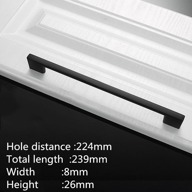 KK&FING 1PC Simple Black Aluminum Kitchen Cabinet Door Handles Drawer Pulls Glass Cabinet Wardrobe Door Pulls Furniture Hardware