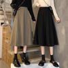 2024 High-Waisted Black Midi A-line Skirt: Elegant, Slimming, Drapey, Summer Style