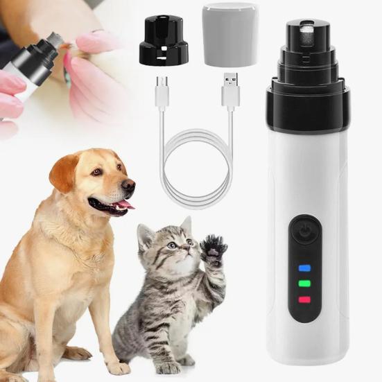 Cordless Pet Nail Grinder USB Rechargeable Electric Dog Nail Trimmer Ultra-Silent Paws Grooming Tool for Small Medium Large Dogs Cats