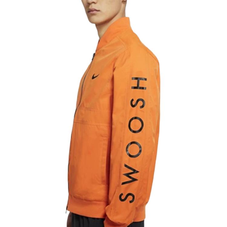 Nike Sportswear Swoosh Men's Logo Printing Sports Jacket Orange DJ5368-801