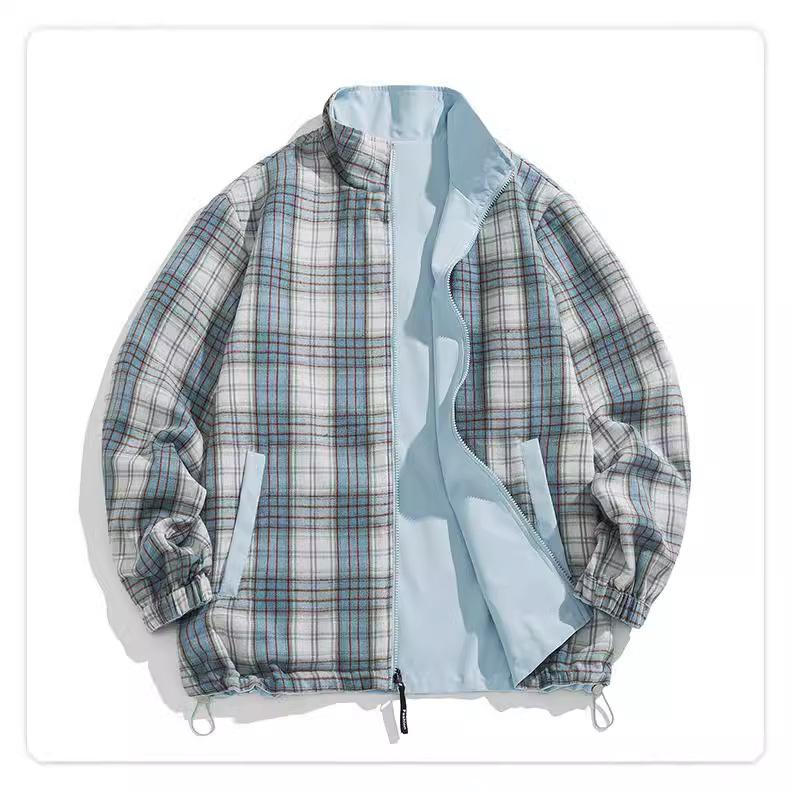 Весенне-осенняя двусторонняя куртка Куртка с застежкой-молнией Трендовая осенняя модная двусторонняя куртка