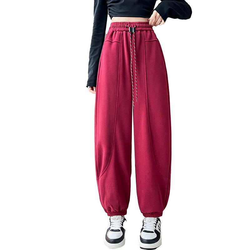 FiveFive утолщенные спортивные штаны женские теплые бархатные шаровары зимние модные брюки-бойфренды с высокой талией зимние брюки