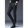 Men's Casual Dress Pants Plaid Mid-waist Office Trousers Solid Color All-match Business Pants
