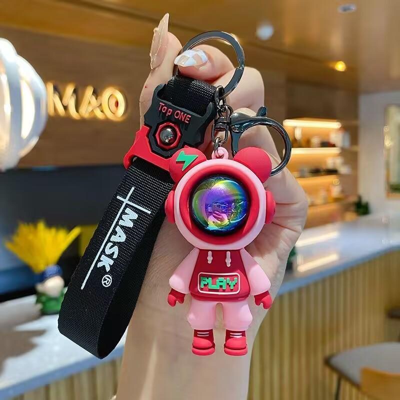 Cartoon Lightning Keychain Cute Astronaut Doll Pendant Couple Car Keyring Bag Keyholder Creative Bag Charm Accessories