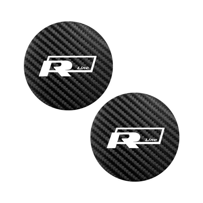 2Pcs Car Anti-noise Coaster Water Cup Holder Carbon Fiber Pad For VW GTI Atlas Jetta Touareg Variant Golf Polo Taos Nivus PassatNB6