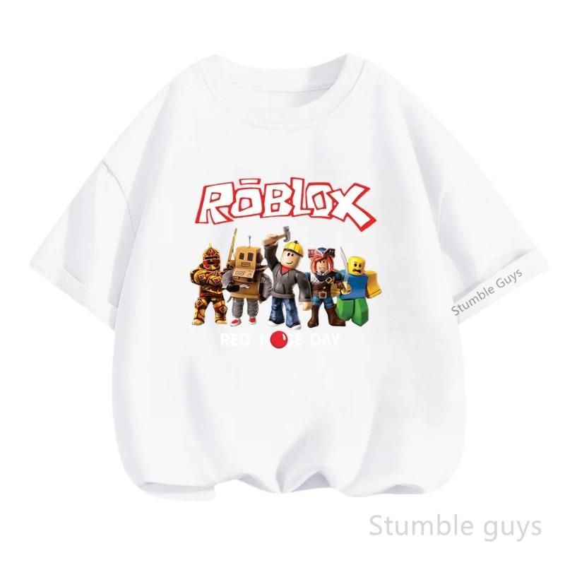 Летняя повседневная футболка Roblox для детей, мальчиков, девочек, с мультяшным принтом