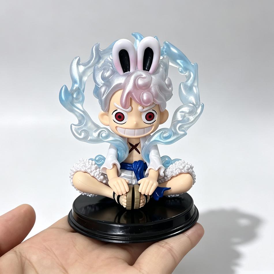 Anime One Piece Figurine Sitting Posture Rabbit Nika Luffy 15Cm Q-Version Peripheral Trendy Toy Pvc Model Ornament Gift In Stock