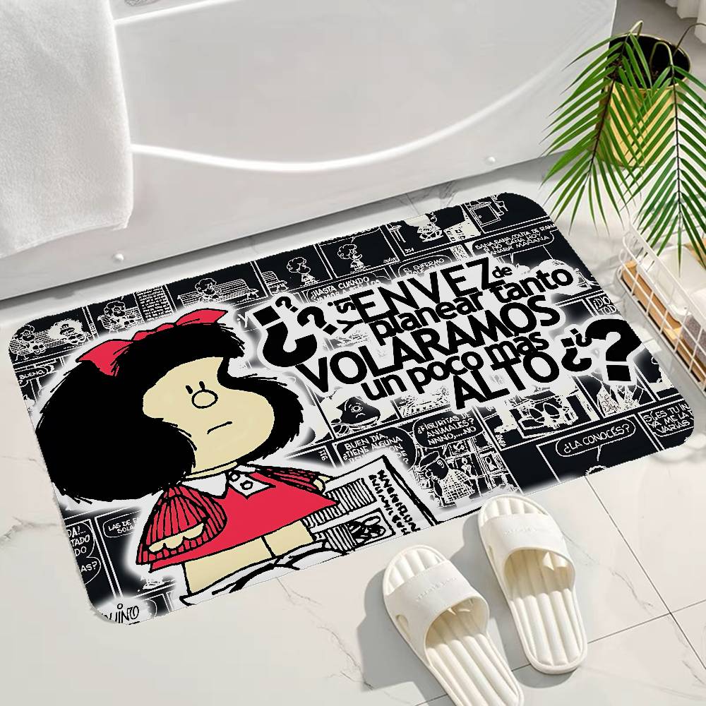 M-Mafalda Girl Floor Mat INS Style Soft Bedroom Floor House Laundry Room Mat Anti-skid Household Carpets