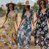 2023 Лето Новое Сексуальное Платье в Богемном Стиле с Принтом, Подчеркивающее Талию, Женская Одежда