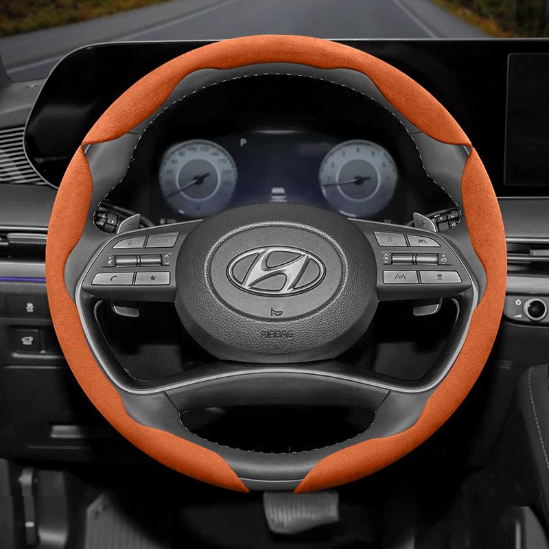 Подходит для Hyundai Нескользящая Пряжка Сегментированная Замшевая Накладка на Руль I30 Tucson I20 Accent I10 I40 Kona Ix35 Grand Elantra Solaris Creta Getz