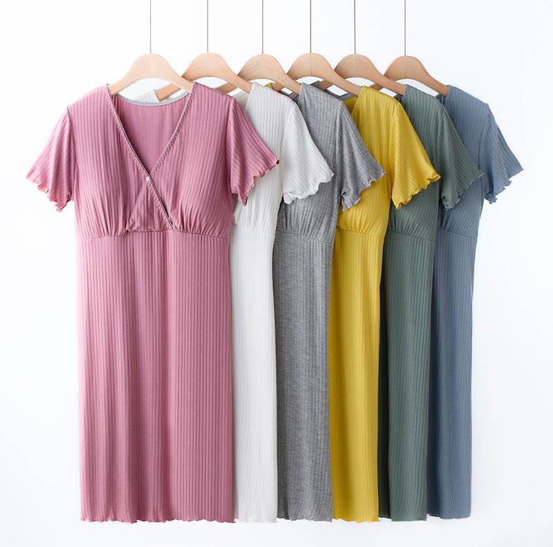 Maternity Nursing Dress Summer Postpartum Moms Breastfeeding Dress Clothes for Pregnant Women Autumn Pregnancy Feeding Dress