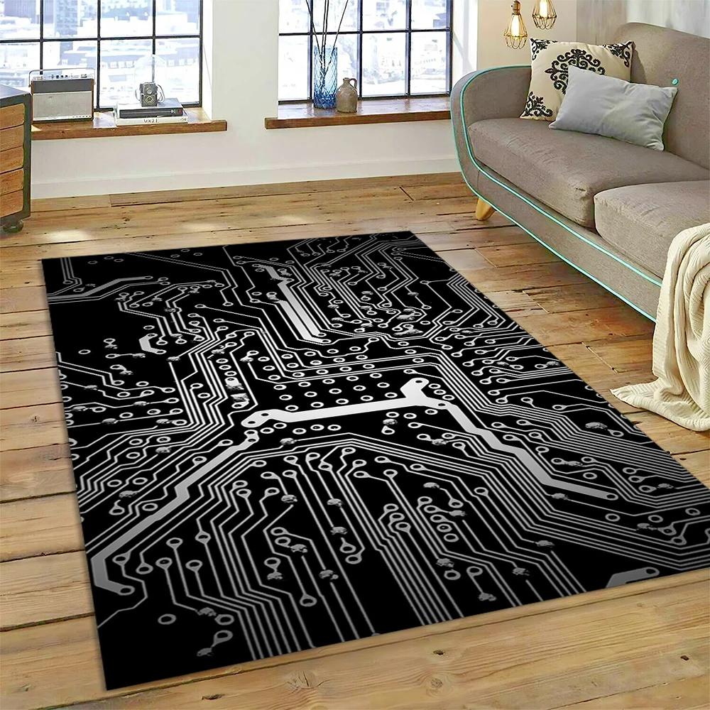 3D ковер с рисунком микросхемы для дома, гостиной, спальни, дивана, прихожей, кухни, коврик для игровой зоны детей, нескользящий коврик для пола
