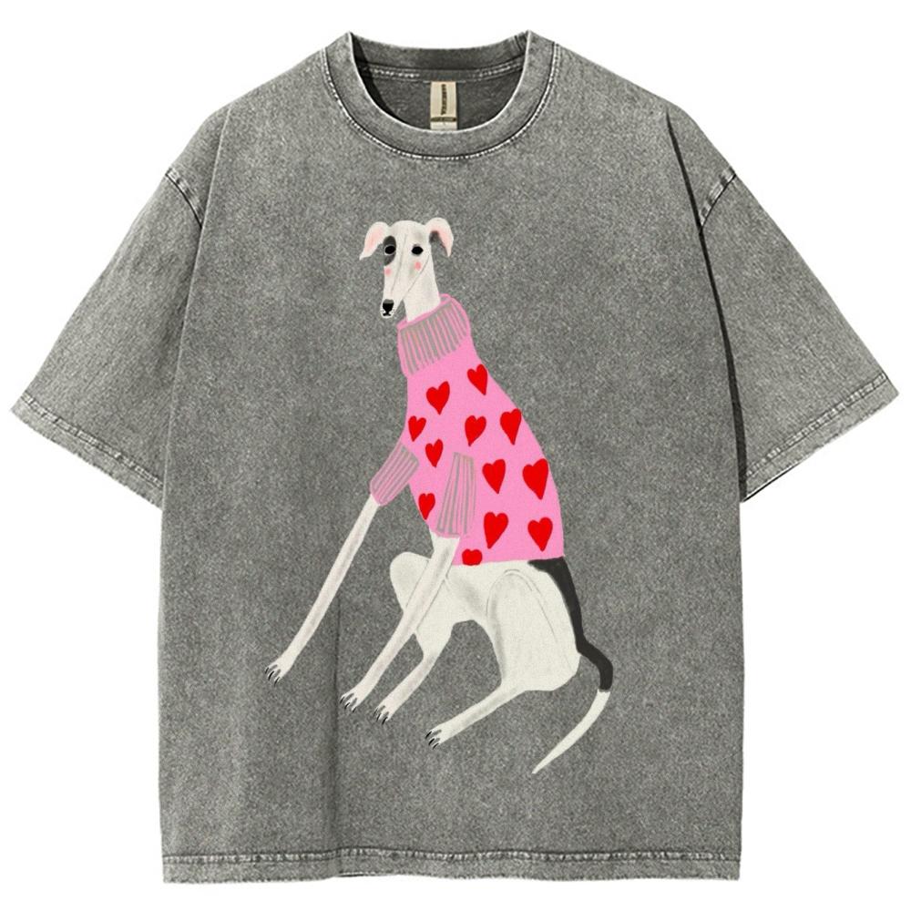 Ретро выварка винтажные мужские и женские футболки мультяшный мультяшный принт забавной собаки короткий рукав высококачественная одежда