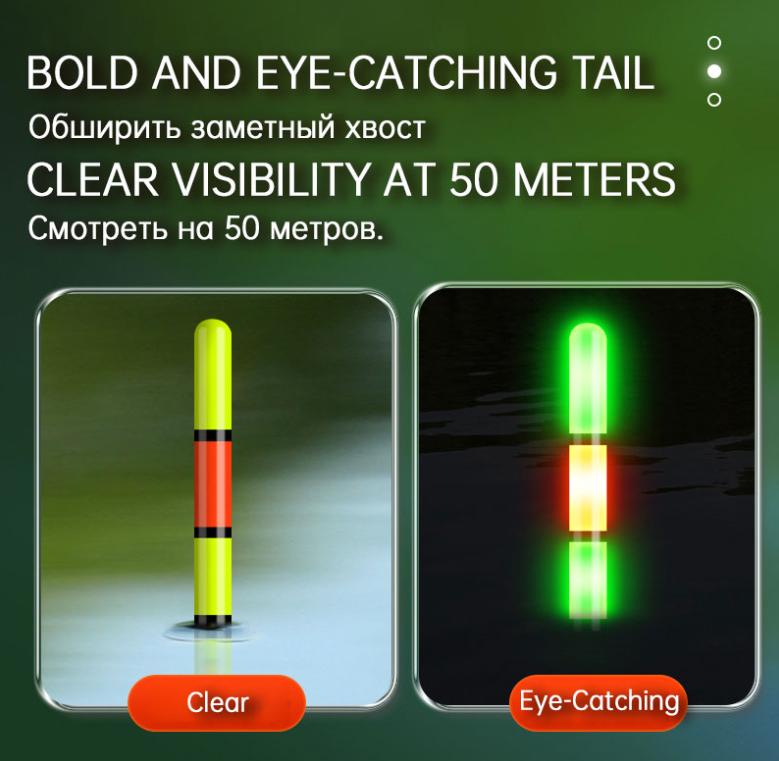 Поплавок для рыбалки на камнях, электронный ночной светильник, датчик гравитации, 6 глаз, изменение цвета и высокая чувствительность, скользящий поплавок дальнего действия