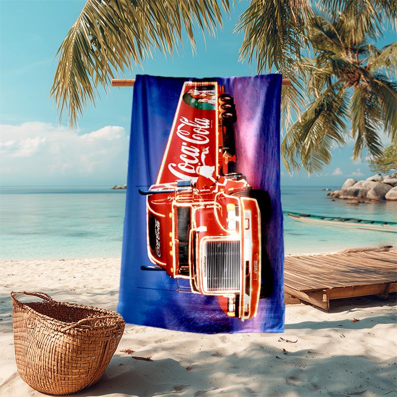 Christmas Gift Halloween Theme Bear Truck Coca Cola beach towel outdoor camping vacation swimming beach towel outdoor absorbent bath towel Y6