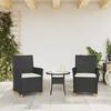 VidaXL Set of 2 Garden Chairs with Cushions, Seats with Armrests, Patio Terrace Armchairs, Modern, Black Resin 368717