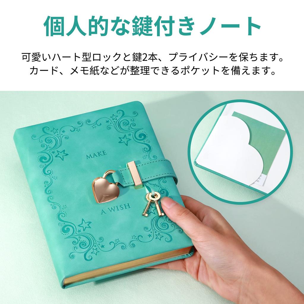 CAGIE Блокнот с дневником Дневник с милым Для начальной школы Книга-дневник с ПУ Секрет Для школы Зеленый Замок, Книга, Замок, B6, Блокнот, Стильный,