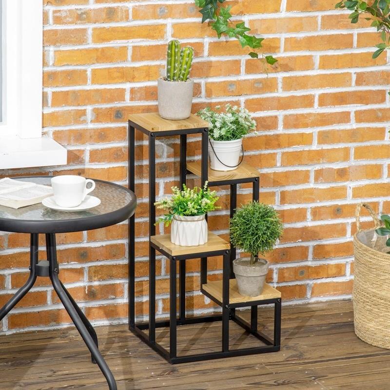 Flower Stand for Flowers and Plants Metal Shelf 4 Shelves Loft 67