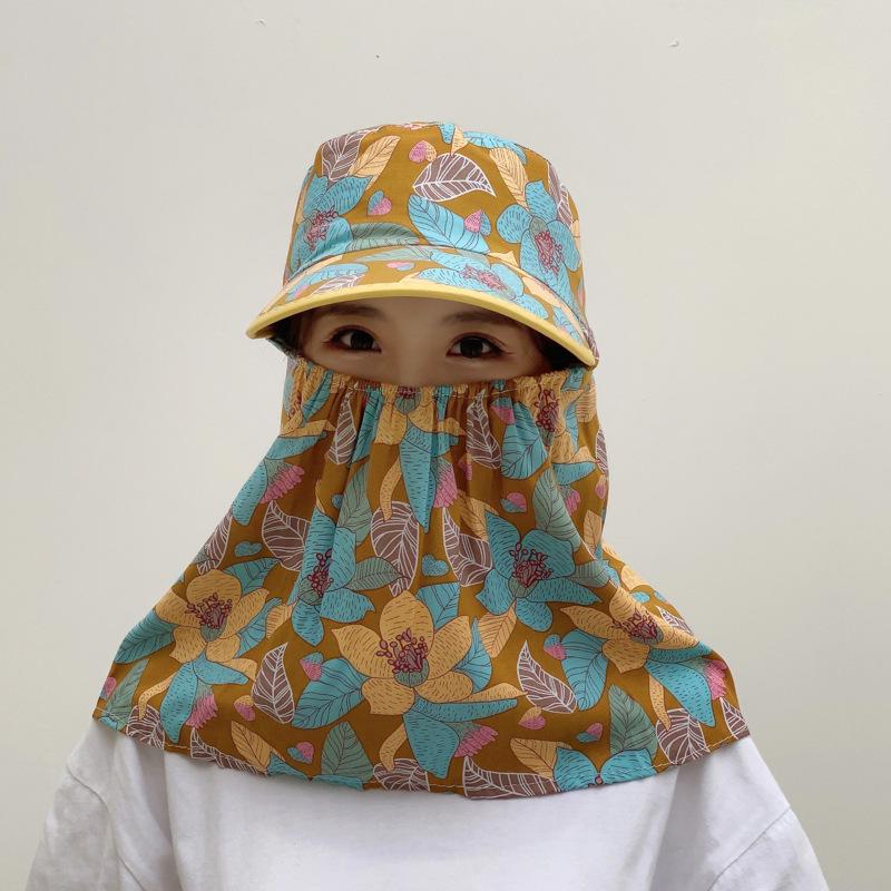 Женская летняя шляпа от солнца с широкими полями, шалью и маской для лица для езды на велосипеде и сбора чая - Дышащая и защитная.
