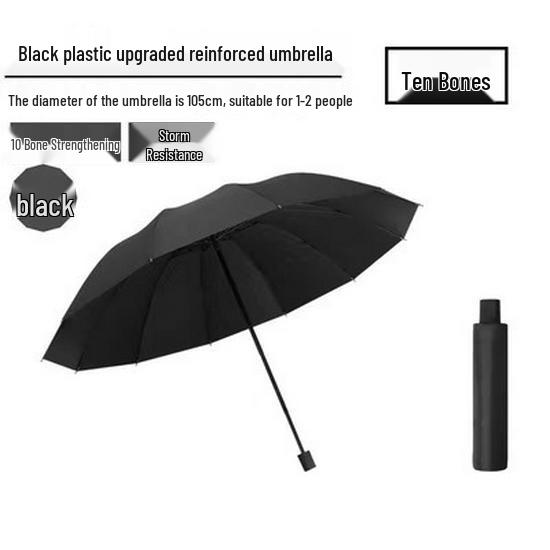 Twelve-Bone Extra-Large Dual-Use Manual Umbrella with Black Glue Sunscreen